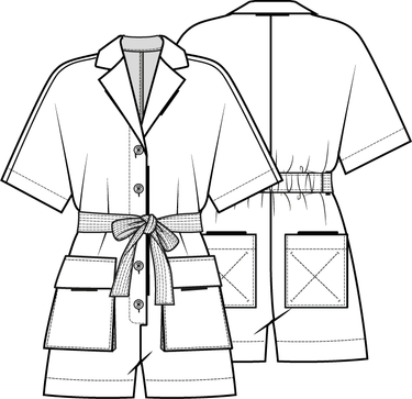 Knipmode 0822 - 01 Jumpsuit modeltekening
