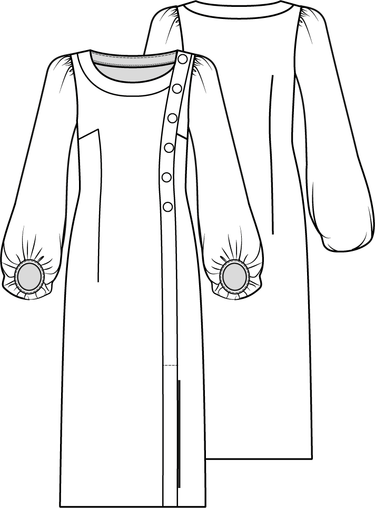 Knipmode 1222 - 11 - Jurk modeltekening