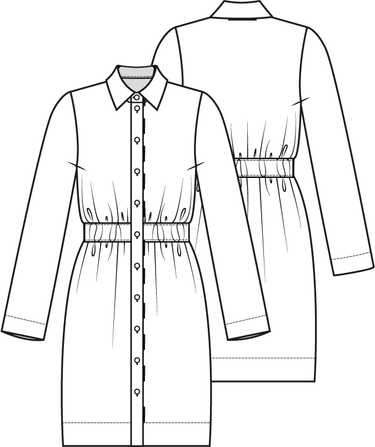 Knipmode 1222 - 13 - Overhemdjurk modeltekening