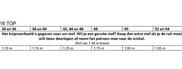 Knipmode 0323 - 16 Top - Stofadvies