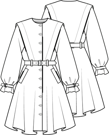 Knipmode 0223 - 04 - Jurk modeltekening