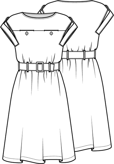 Knipmode - 0323 - 21  Jurk - Modeltekening