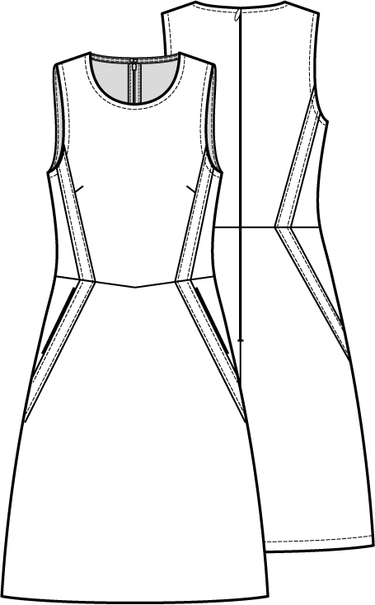 Knipmode 0323 - 23 Jurk - Modeltekening